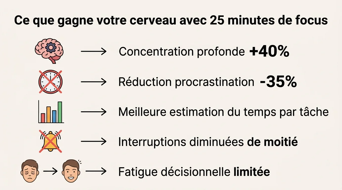 Bénéfices cognitifs de la technique Pomodoro