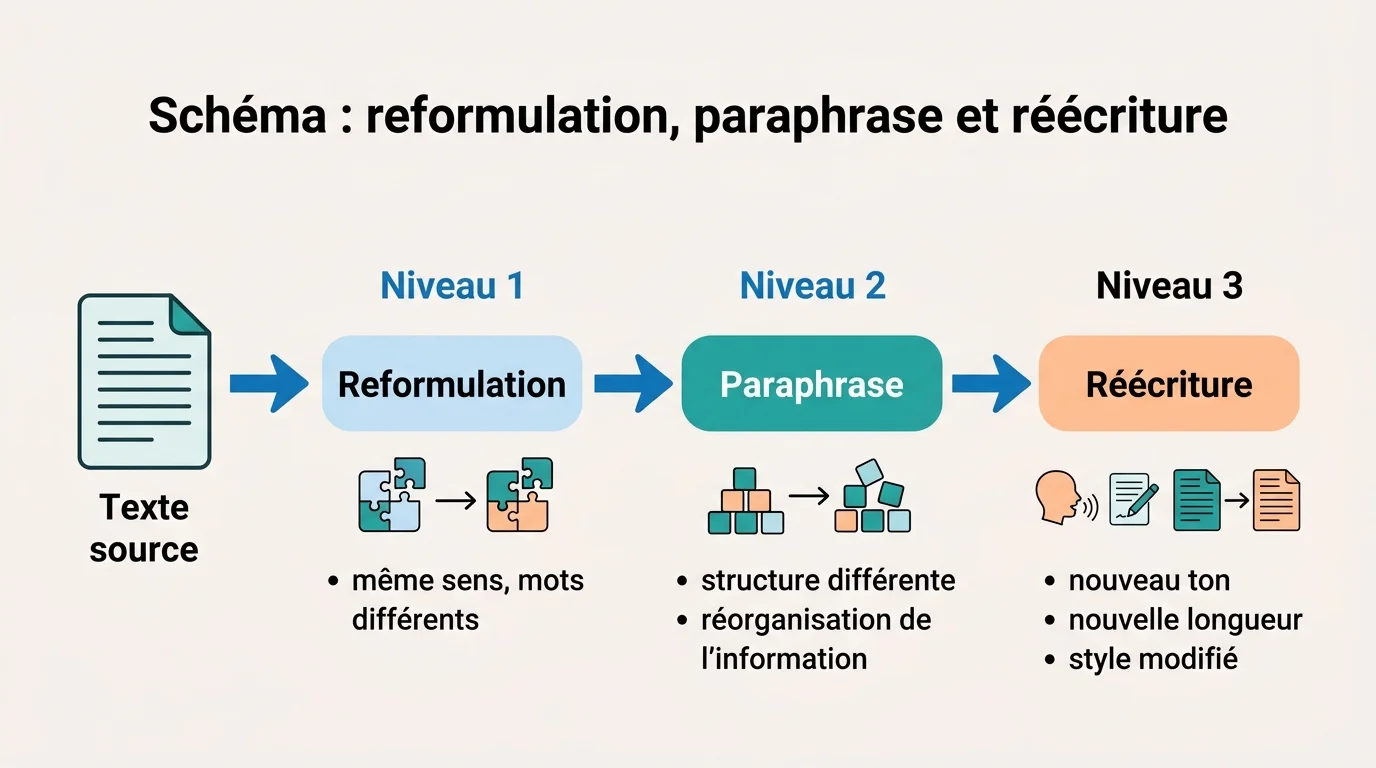 Schéma : reformulation, paraphrase et réécriture
